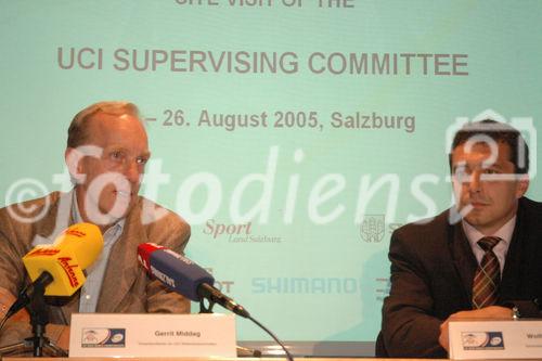 Gerrit Middag (Verantwortlicher für UCI Weltmeisterschaften )u.Wolfgang Weiss (Generalsekretär der OK-WM 2006)