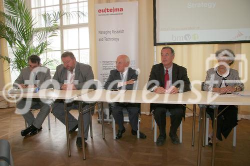 Reinhard Goebl (bm vit), Hermann Zeisel (German Aerospace Center), Johann Affenzeller (AVL), Hermann Kopetz (TU Wien), Laila Gide (Thales)