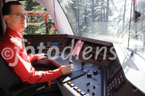 Der Traum jedes Bahnfans: Eine Fahrt im neuen Triebwagen der Rhätischen Bahn über den Bernina ins Puschlav. 