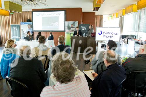 (c) fotodienst / Anna Rauchenberger - Wien, am 11.10.2010 - Microsoft stellt heute weltweit und hier bei einer Pressekonferenz im K47 Keyclub in Wien gemeinsam mit Partnern und Mobilfunkbetreibern die ersten Windows Phone 7 Smartphones vor. Windows Phone 7 macht die Benutzung von Smartphones einfacher und intuitiver. Erhältlich sind die ersten erxklusiven Windows Phone 7 basierten Smartphones ab Ende Oktober von führenden Geräteherstellern.