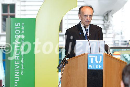 (c) fotodienst / Anna Rauchenberger - Wien, am 30.09.2010 - Heute wurde der 'Lehartrakt', das neue Hightech Forschungs- und Lehrgebäude der Technischen Universität (TU) Wien am Getreidemarkt nach knapp dreijähriger Bauzeit eröffnet. Rund 100 WissenschafterInnen und 700 Studierenden der Technischen Chemie stehen ab sofort modernste Labors und Büros zur Verfügung. FOTO: Dekan Johannes Fröhlich, TU Wien