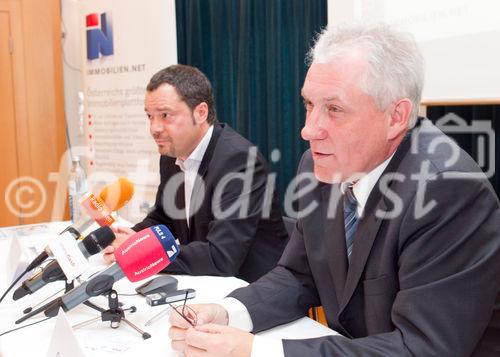 (c) fotodienst / Anna Rauchenberger - Wien, am 27.07.2010 -  Wien wächst hoch hinaus - eine Preiserhebung für Eigentumswohnungen zeigt: Aufstockungen und Dachgeschoß-Ausbauten bringen regional bis zu 19% Preisanstieg seit 2009 - vor allem in einst günstigeren Bezirken boomen Agebote im Luxussegment. FOTO v.l.: Alexander Ertler, Geschäftsführer ERESNET GmbH, IMMOBILIEN.NET, Michael Pisecky, Geschäftsführer sREAL Immobilienvermittlung GmbH