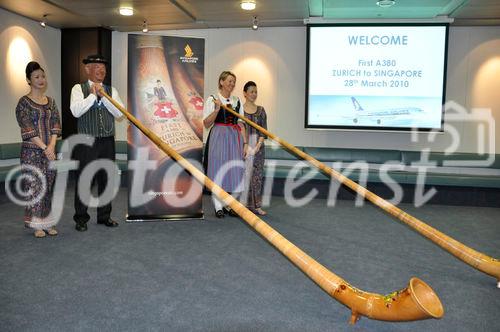 Die A-380 Inaugurationsfeier am Zürcher Flughafen. A-380 First Flight ceremony at Zürich Airport.