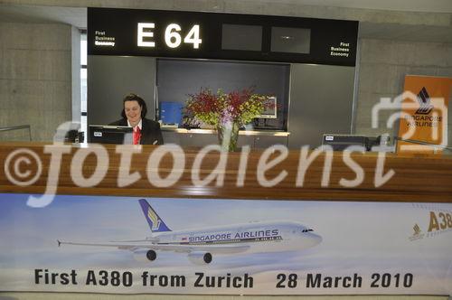 A-380 Inaugurationsfeier am Zürcher Flughafen anlässlich der neuen täglichen Verbindung von Zürich nach Singapore. 