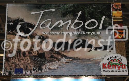 (C) fotodienst/Wolfgang Weitlaner; JAMBO heißt Willkommen auf Swahili - der ITB-Stand von Kenia; 