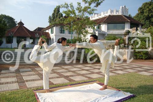 Yoga-Lehrer im Ayurveda-Resort,  Luxus Hotel und Mahardscha-Tempel Kalari Kovilakom