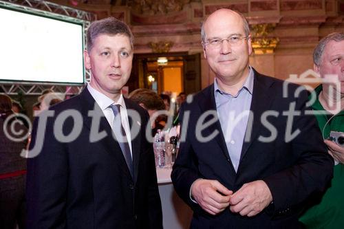 (c) fotodienst / Anna Rauchenberger - Wien, am 26.11.2009 - Der Schinkenspezialist Berger präsentiert im Palais Niederösterreich sein neues Regionalitätskonzept 'Regional Optimal', seine AMA-Gütesiegelprodukte und die geplante Marketingoffensive. FOTO: Mag. Rudolf Berger, Geschäftsführer  Berger Schinken und Frank Hensel, Vorstandsvorsitzender der REWE Group Austria