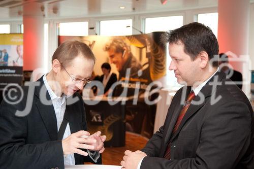 (C)fotodienst/Christopher Ohmeyer/  Dr. Hochegger Kommunikationsberatung GmbH/ Telekom Austria: 'mobile working day', keine Zettelwirtschaft mehr, Dank A1 Zeiterfassung Foto: rrechts Peter Lieber (techn.GF mobil-data)

