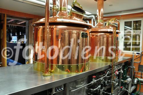 Das schmucke Herzstück der kleinsten aber feinsten Bierbrauerei an der Flühgasse  in Zürich mit den beiden Brauer, die ihr Handwerk von der Pieke auf verstehen und eine eigene Rezepturen für Ihre Kunden kreiren