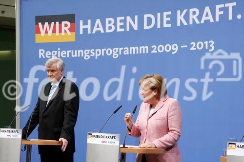 Berlin,den 28.06.2009_Konrad-Adenauer-Haus
Foto: Bundeskanzlerin Angela Merkel, CDU und der bayerische Ministerpraesident Horst Seehofer, CSU, auf einer gemeinsamen Pressekonferenz von CDU und CSU zum Regierungsprogramm 2009-2013 in der CDU-Parteizentrale in Berlin. |
Berlin, 28.06.2009_Konrad-Adenauer-Haus 
Photo: German Chancellor Angela Merkel, the CDU and the 
Bavarian Minister President Horst Seehofer, the CSU, at a joint press conference 
CDU and CSU to the Government Program 2009-2013 in the CDU party headquarters in Berlin.