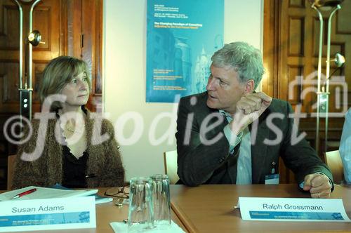 (c) fotodienst / Michael Gruber - Wien, Management und Beratung in Krisenzeiten - Pressegespräch anlässlich der 4th International Conference on Management Consulting. Foto: v.l.: Susan Adams, Bentley University, Ralph Grossmann, iff-Universität Klagenfurt