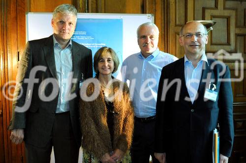 (c) fotodienst / Michael Gruber - Wien, Management und Beratung in Krisenzeiten - Pressegespräch anlässlich der 4th International Conference on Management Consulting. Foto: v.l.: Ralph Grossmann (iff-Universität Klagenfurt), Susan Adams (Bentley University), Antony F. Buono (Bentley University), Marc Bonnet, (MCD Division), 