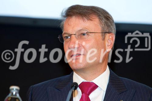 (C) fotodienst.at /Anna Rauchenberger  - Wien, 08.09.2011 –  Die Österreichische Volksbanken AG (ÖVAG) verkauft ihre Tochtergesellschaft Volksbank International AG (VBI) an die russische Sberbank. Der Kaufpreis beträgt 585 Mio. Euro. FOTO: Herman Gref, Sberbank