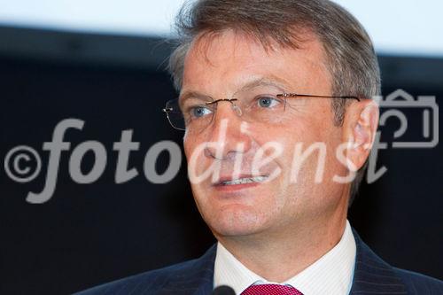 (C) fotodienst.at /Anna Rauchenberger  - Wien, 08.09.2011 –  Die Österreichische Volksbanken AG (ÖVAG) verkauft ihre Tochtergesellschaft Volksbank International AG (VBI) an die russische Sberbank. Der Kaufpreis beträgt 585 Mio. Euro. FOTO: Herman Gref, Sberbank