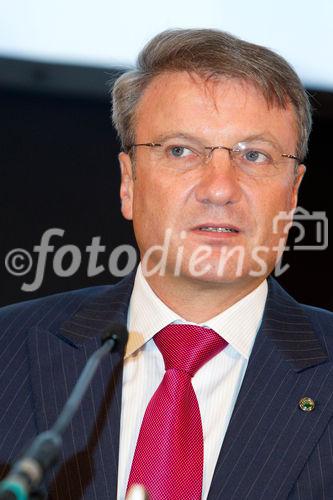 (C) fotodienst.at /Anna Rauchenberger  - Wien, 08.09.2011 –  Die Österreichische Volksbanken AG (ÖVAG) verkauft ihre Tochtergesellschaft Volksbank International AG (VBI) an die russische Sberbank. Der Kaufpreis beträgt 585 Mio. Euro. FOTO: Herman Gref, Sberbank