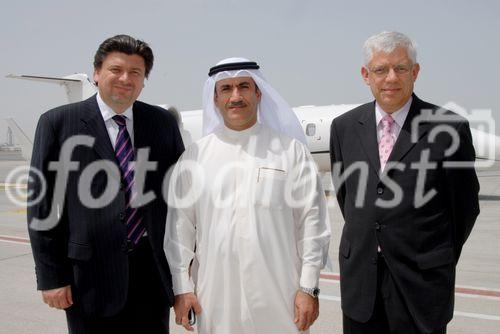 Die drei Investoren der Majestic Avition Group in Dubai: Chris Tabet, Farooq Arjomand + Philipp Zürcher von Travcon 