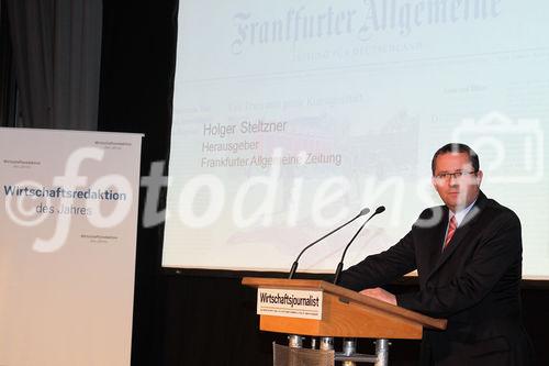 c)fotodienst/Andrea Ganshorn - Frankfurt am Main, 05.05.2009 - Preisverleihung für 'Deutschlands beste Wirtschaftsredaktionen' und 'Deutschlands beste Unternehmenssprecher' durch das Branchenmagazin 'Wirtschaftsjournalist', FOTO: Holger Steltzner (Herausgeber F.A.Z.)