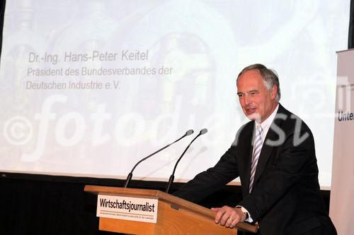 c)fotodienst/Andrea Ganshorn - Frankfurt am Main, 05.05.2009 - Preisverleihung für 'Deutschlands beste Wirtschaftsredaktionen' und 'Deutschlands beste Unternehmenssprecher' durch das Branchenmagazin 'Wirtschaftsjournalist', FOTO: Prof. Dr. Keitel, Präsident des BDI