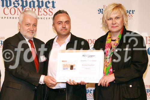 European Newsp aper Award, awards of excellence, 
Gewinner: Business Standard, RO (C) fotodienst, Martina Draper