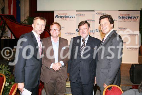 European Newspaper Award, Verleihung der Hauptpreise, Foto: vlnr: Johann Oberauer, Oliver Voigt, Herbert Stepic, Peter Hanke, (C) fotodienst, Martina Draper