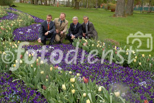 Markus Achleitner - GF EurothermenResorts,  LR Josef Stockinger, LH Josef Pühringer. Bgm von Bad Schallerbach Gerhard Baumgartner;
Bad Schallerbach 'BOTANICA 2009' - Presseführung durch Landesgartenschau