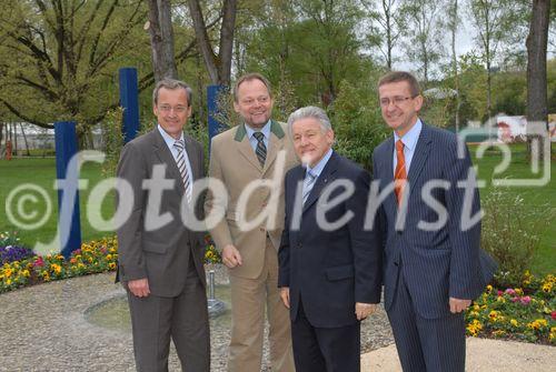 Bgm von Bad Schallerbach Gerhard Baumgartner, LR Josef Stockinger, LH Josef Pühringer, Markus Achleitner - GF EurothermenResorts; Bad Schallerbach 'BOTANICA 2009' - Presseführung durch Landesgartenschau