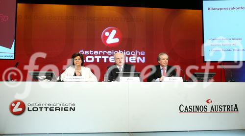 (C) fotodienst/Anna Rauchenberger - Wien, 3.4.2009 - Bilanzpressekonferenz der Österreichische Lotterien im Studio 44 am Rennweg. Die Lotterien konnten eine Umsatzsteigerung von 15 Prozent verzeichnen, rückten organisatorisch noch enger mit Casinos Austria zusammen und erweiterten das Geschäftsfeld auf die Teilrepublik Baschkortostan am Ural. FOTO v.l.: Mag. Bettina Glatz-Kremsner, Finanzvorstand der Österreichischen Lotterien, Dr. Karl Stoss, Generaldirektor und Vorstandsvorsitzender der Österreichischen Lotterien und der Casinos Austria, Friedrich Stickler, Generaldirektor-Stellvertreter der Österreichischen Lotterien