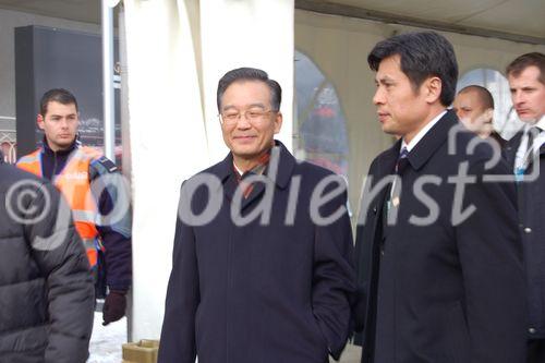 Chinas Premierminister Wen Jiabao am WEF in Davos. Chinas Premier-Minister Wen Jiabao at the WEF in Davos