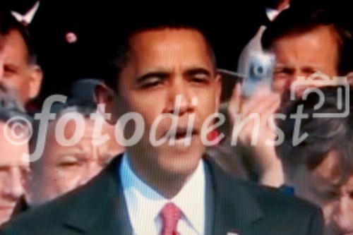 Der 1. Afro-Amerikanische Präsident und 44. Nachfolger bei seiner Inaugurationsrede im Capitol in Washington