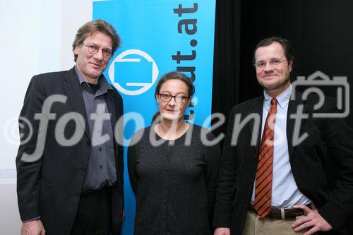 (C) fotodienst/Anna Rauchenberger - Wien, 18.12.2008 - Vertreter der Österreichischen Filmindustrie präsentierten den Filmwirtschaftsbericht 2008 ? facts+figures 07. FOTO v.l.: Dr. Felix Josef (Geschäftsführer Triconsult), Mag. Angelika Teuschl (Redaktion Filmwirtschaftsbericht), Mag. Roland Teichmann (Direktor des Österreichischen Filminstituts)