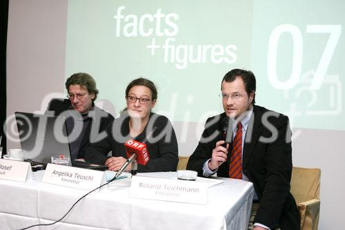 (C) fotodienst/Anna Rauchenberger - Wien, 18.12.2008 - Vertreter der Österreichischen Filmindustrie präsentierten den Filmwirtschaftsbericht 2008 ? facts+figures 07. FOTO v.l.: Dr. Felix Josef (Geschäftsführer Triconsult), Mag. Angelika Teuschl (Redaktion Filmwirtschaftsbericht), Mag. Roland Teichmann (Direktor des Österreichischen Filminstituts)