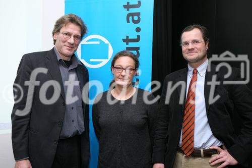 (C) fotodienst/Anna Rauchenberger - Wien, 18.12.2008 - Vertreter der Österreichischen Filmindustrie präsentierten den Filmwirtschaftsbericht 2008 ? facts+figures 07. FOTO v.l.: Dr. Felix Josef (Geschäftsführer Triconsult), Mag. Angelika Teuschl (Redaktion Filmwirtschaftsbericht), Mag. Roland Teichmann (Direktor des Österreichischen Filminstituts)