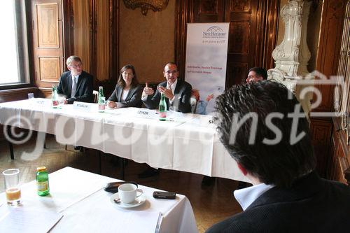 v.n.l.r.: Jörn Oelze, Franziska Stübler, Markus Izmir, Darius Shey. New Horizons empowerIT, Pressekonferenz im Palais Auersperg, 1080 Wien 3.12.2008, 9.30 Uhr (c)Julia Fuchs für Fotodienst