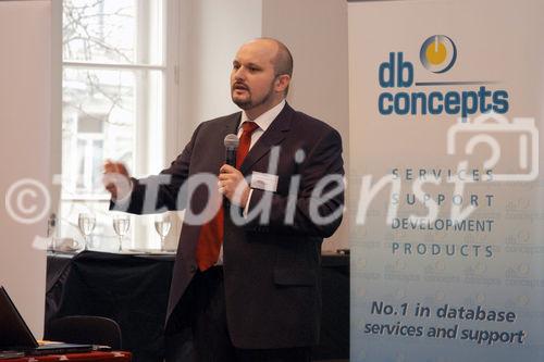 (C)fotodienst/Mag. Daniel Katzinger - Wien 16.11.2006, Durch die Zusammenarbeit von DBConcepts, SEQIS, Oracle und NetApp ist die SOA Technologie-Roadshow entstanden. Technologische Basis ist die Oracle Plattform (Oracle Application Server + Oracle Database = Oracle Technology).Bild: Alexander Weichselberger (SEQIS)