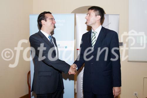 (c) fotodienst/Dan Carabas - Wien 04.06.07 - Der österreichische VC-/PE-Markt: Strategien zur
erfolgreichen Weiterentwicklung - FOTO: v.li. Dr. Jürgen Marchart, Mag. Markus Fichtinger