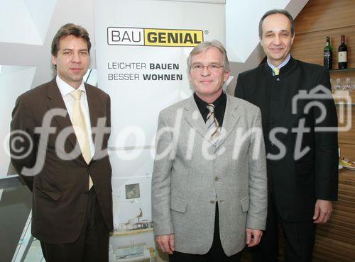 (C) fotodienst/Anna Rauchenberger - Wien 15.03.2007  - BAU.GENIAL präsentiert Studie: Leichtbau ist die erste Wahl beim Passivhaus. FOTO v.l.: Prof. Dr. Ing. Karsten Tichelmann (Institut für Trocken- und Leichtbau, Darmstadt), Prof. DDI Wolfgang Winter (TU Wien), Ing. Peter Leditznig (Sprecher BAU.GENIAL).