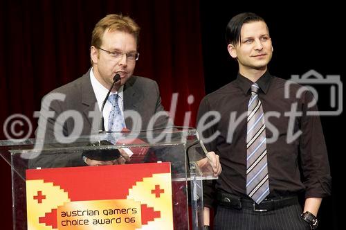 (c) fotodienst/Dan Carabas - Ebreichsdorf 19.04.06 - Austrian Gamers Choice Award 2006 - FOTO: v.li.: Jean-Marc Behle, Florian Richter