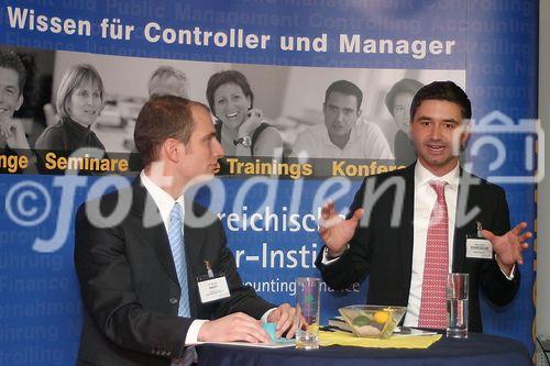 (C) fotodienst/Anna Rauchenberger - Wien 04.04.2006 - Erfolgreich mit Controlling und Financial Leadership. FOTO v.l.: Dr. Ronald Nagy (Leiter Finanzen, Frankstahl Rohr und Stahlhandeslsges. m. b. H.) und Mag. Gernot Schieszler (Vice President Finance, Telekom Austria AG).