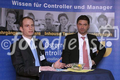 (C) fotodienst/Anna Rauchenberger - Wien 04.04.2006 - Erfolgreich mit Controlling und Financial Leadership. FOTO v.l.: Dr. Ronald Nagy (Leiter Finanzen, Frankstahl Rohr und Stahlhandeslsges. m. b. H.) und Mag. Gernot Schieszler (Vice President Finance, Telekom Austria AG).