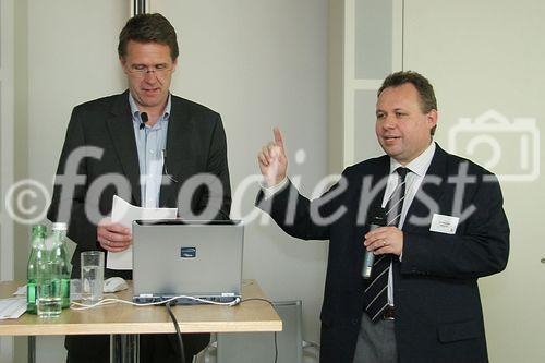 (C) fotodienst/Anna Rauchenberger - Wien 08.06.2006 - Die 5. Marktforschungskonferenz von FESSEL-GfK stand unter dem Motto 'Future Trends' und beschäftigte sich mit der Entwicklung der neuen EU-Staaten. FOTO v.l.: Dr. Eike Wenzel (Chief Editor HORX Zukunftsinstitut, Germany), Dr. Tomas Krasny (GF FESSEL-GfK).