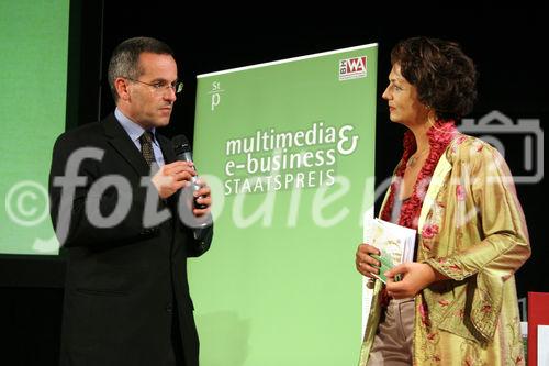 (C) Fotodienst/Anna Rauchenberger - 25.9.2007 - Wien - Heute wurde im Wiener Konzerthaus der Multimedia & Business Staatspreis verliehen. FOTO: Mag. Günther Göschl (Chief Financial Officer von Oracle für Österreich und Osteuropa), Carina Felzmann (GF cox orange, Moderation)