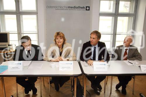 Technisches Museum Wien, Österr. Mediathek, Pressegespräch, vlnr: HR Dr. Rainer Huber, Leitung Österr. Mediathek, HR Dr. Gabriele Zuna-Kratky, Direktorin Techn. Museum Wien, Mag. Peter-Sylvester Lehner, GF Wiener Symphoniker, Helmut Howar, Stv. Direktor Phonogrammarchiv, Österr. Akademie d. Wissenschaften