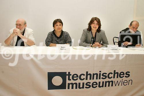 (C) fotodienst/Anna Rauchenberger - Wien 09.05.2006 - In der Ausstellung 'Das Geheimnis der Wolkenmenschen - Inka' wird mit naturwissenschaftlichen und medizinischen Methoden die Geschichte der Chachapoya-Inka rekonstruiert. FOTO v.l.: Univ. Prof. Dr. Horst Seidler (Institut für Anthropologie, Universität Wien), Dr. Sonia Guillén (Centro Mallqui/Museo Leymebamba, Peru), Dr. Gabriele Zuna-Kratky (Direktorin, Technisches Museum Wien), Dr. Walter Szevera (Projektleitung, Technisches Museum Wien).