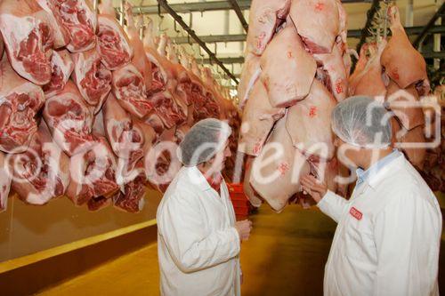 (C) Fotodienst/Anna Rauchenberger - Wien 11.09.2007 - GENUSS REGION ÖSTERREICH: Genuss Profi Tullnerfelder Schwein. FOTO: Mag. Rudolf Berger, Geschäftsführer Berger Fleischwaren führt Norbert Payr, Chef und Koch im 