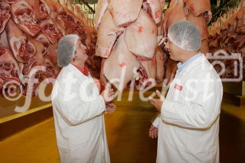 (C) Fotodienst/Anna Rauchenberger - Wien 11.09.2007 - GENUSS REGION ÖSTERREICH: Genuss Profi Tullnerfelder Schwein. FOTO: Mag. Rudolf Berger, Geschäftsführer Berger Fleischwaren führt Norbert Payr, Chef und Koch im 