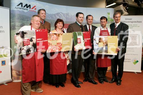 Genussregionen Österreich im Rahmen der Klagenfurter Herbstmesse, Allianz für starke Regionen mit u. a. BM Josef Pröll - Landwirtschaftsminister, LR Josef Martinz - Agrarlandesrat Kärnten, Mag. Volker Hornsteiner - Vorstandssprecher BILLA AG, Johann Verhounig - Steyer Traktoren
