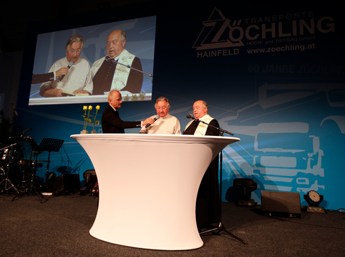  (c) fotodienst / Walter Luger - Hainfeld, am 13.06.2014 - Zöchling-Firmengruppe feiert ihr 60-jähriges Bestehen. FOTO Moderator Andreas Marek, Pater Paulus und Pater Markus.: