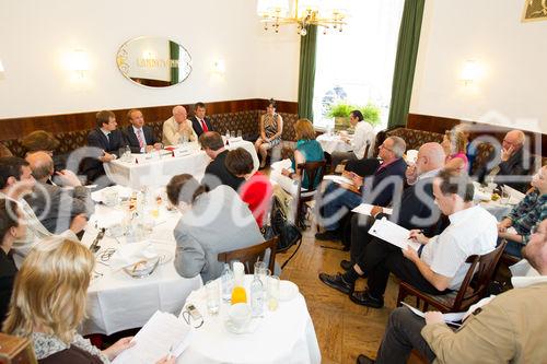  (c) fotodienst/Anna Rauchenberger - Wien, am 29.05.2012 - Anlässlich der Jahrestagung der Österreichischen Kardiologischen Gesellschaft (ÖKG) fand heute im Café Landtmann ein Pressegespräch zu den Highlights der österreichischen Herzmedizin statt. FOTO am Podium v.l. Univ. Doz. Dr. Christoph Säly, Facharzt an der Abteilung für Innere Medizin und Kardiologie am Akademischen Lehrkrankenhaus Feldkirch, Univ. Prof. Dr. Burkert Pieske, Leiter der Klinischen Abteilung für Kardiologie, MedUni Graz, Präsident der ÖKG, Univ. Prof. Dr. Otmar Pachinger, Direktor der Universitätsklinik für Kardiollogie, MedUni Innsbruck, Vorstandsmitglied der ÖKG, Prim. Univ. Prof. Dr. Franz Weidinger, 2. Medizinische Abteilung mit allgemeiner und internistischer Intensivmedizin der Krankenanstalt Rudolfstiftung Wien, Sekretär und Präsident Elect der ÖKG, Univ. Prof. Dr. Irene Lang, Stv. Leiterin der Universitätsklinik für Innere Medizin II/Kardiologie, AKH/MedUni Wien, Vizepräsidentin ÖKG: