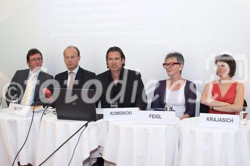 (C) fotodienst/Gudrun Krieger - Wien 29.05.2008 - Pressekonferenz - Histaminintoleranz - Wissenschaftlichen Gesellschaft zur Forschung und Weiterbildung im Bereich nahrungsmittelbedingter Intoleranzen -(NutriDis):li nach re: Dr.  med. Markus Pfisterer (Vorsitzender der wiss. Gesellschaft), Ao. Univ.-Prof. Dr. Michael Wolzt (Facharzt für Innere Medizin, Buchautor), Dr. Univ. Priv. Doz. Peter Komericki (Abt. f Umweltdermatologie und Venerologie, Graz); Betroffene - Dr. Susannne Feigl, Maga Barbara Krajasich