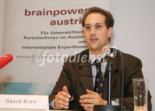 (C) fotodienst/Anna Rauchenberger - Wien 08.05.2007  - Drei Jahre brainpower austria -  die Jobbörse 'brainpower austria Karriere' bringt mit einer hocheffizienten Technologie JobanbieterInnen und Jobsuchende zueinander.  FOTO: Dr. David P. Kreil, WWTF-Stiftungsprofessor für Bioinformatik an der Universität für Bodenkultur Wien.